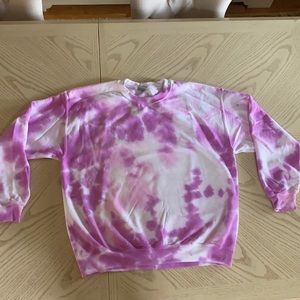 Pink and purple tie dye sweatshirt.